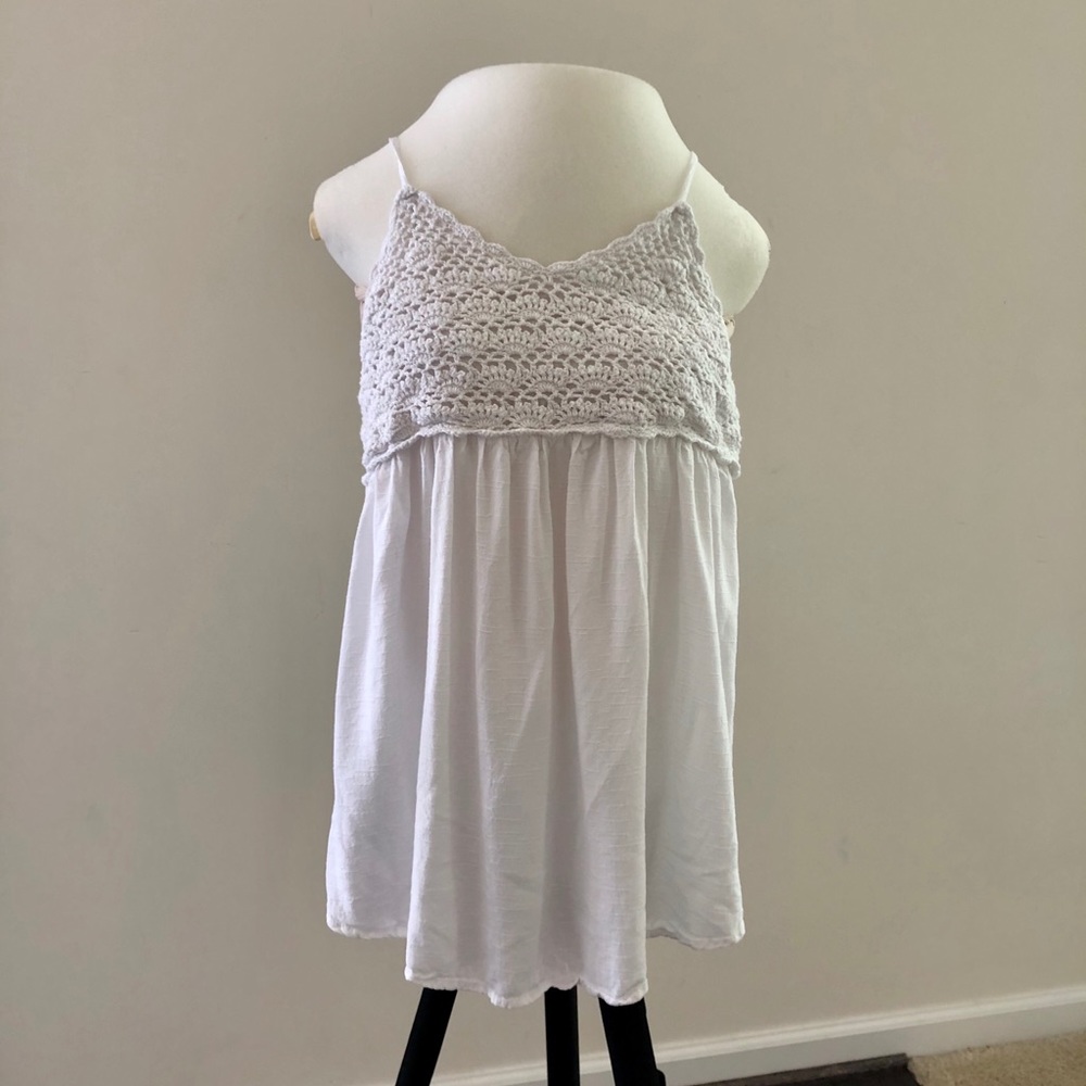 White Sleeveless Top with Lace Detailing